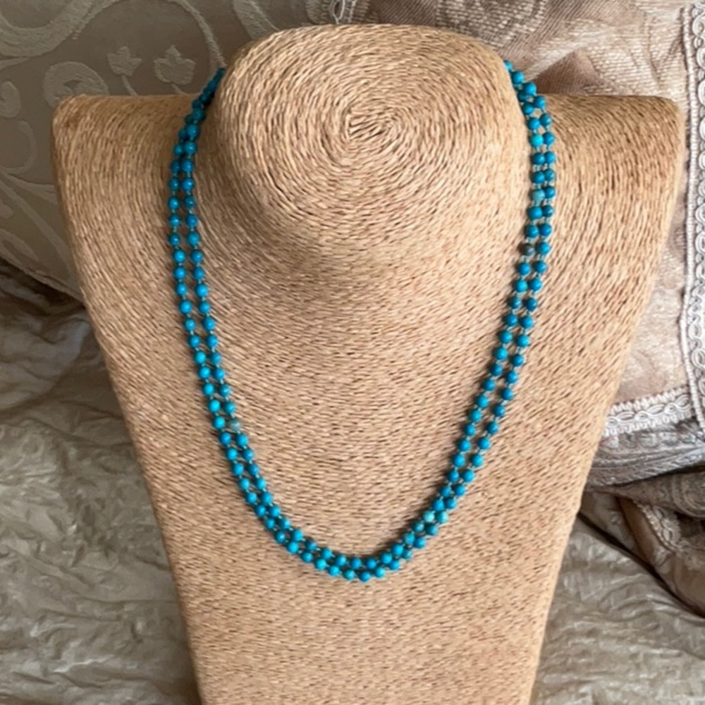 Turquoise tiny long necklace - Picture 4 of 5